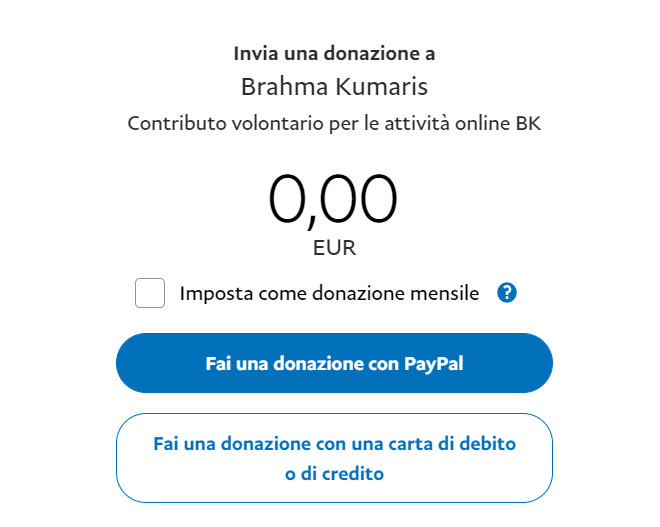 Donazioni alla Brahma Kumaris